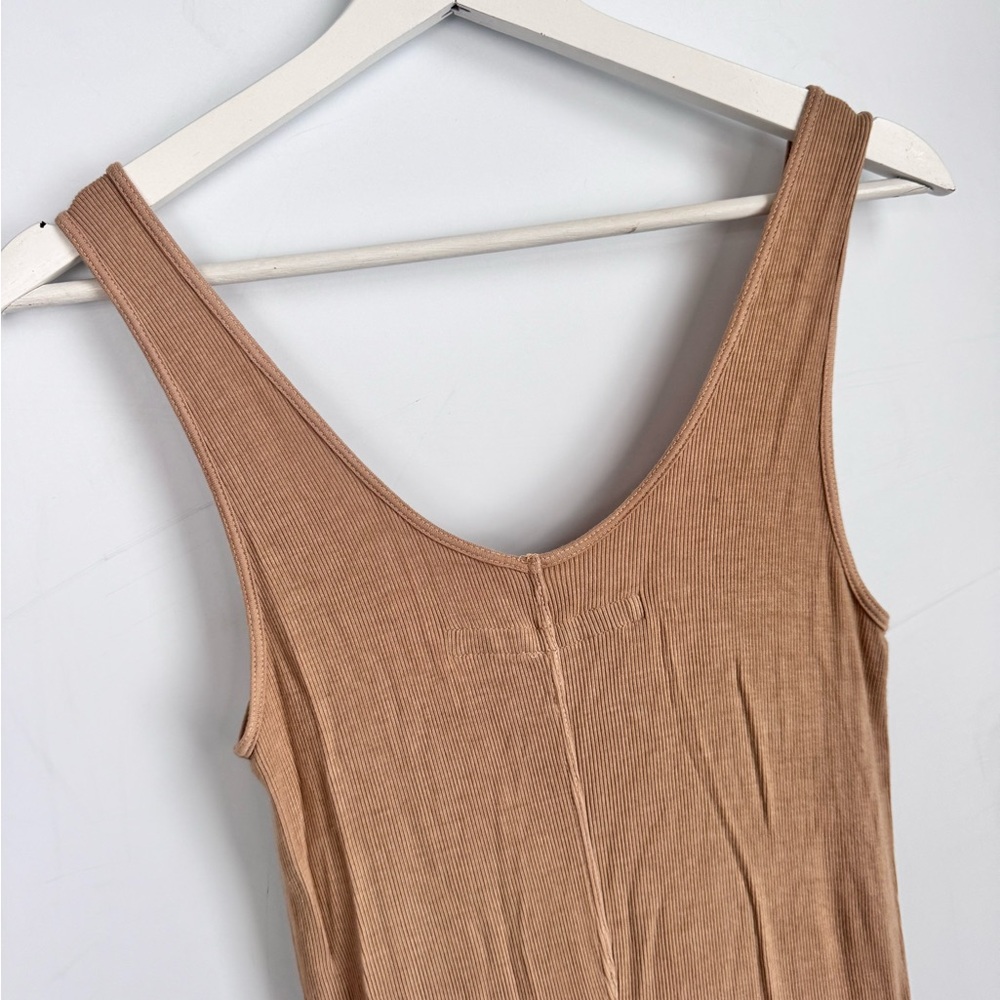 Enza Costa Maxi Silk Blend Ribbed Jersey Tank Dress in Tan Size Large - Picture 7 of 10